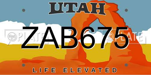 ZAB675 Utah License Plate
