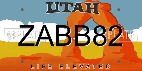 ZABB82 Utah License Plate