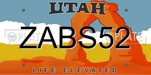ZABS52 Utah License Plate