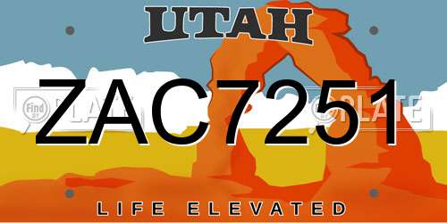 ZAC7251 Utah License Plate