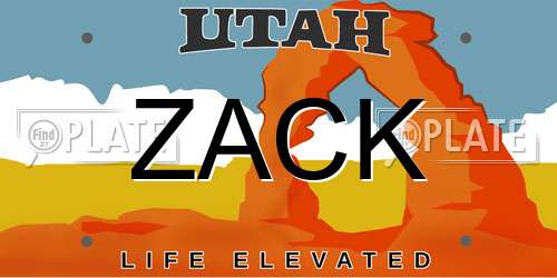 ZACK Utah License Plate