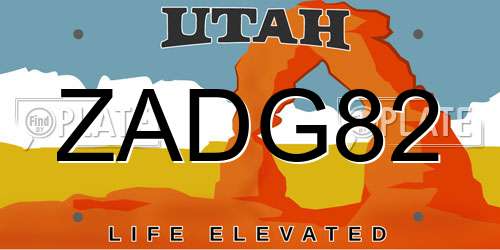 ZADG82 Utah License Plate