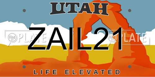 ZAIL21 Utah License Plate