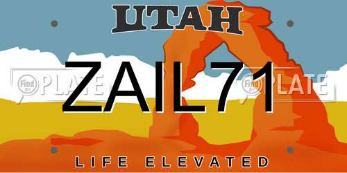 ZAIL71 Utah License Plate