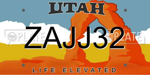 ZAJJ32 Utah License Plate