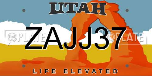ZAJJ37 Utah License Plate