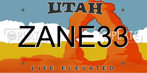 ZANE33 Utah License Plate