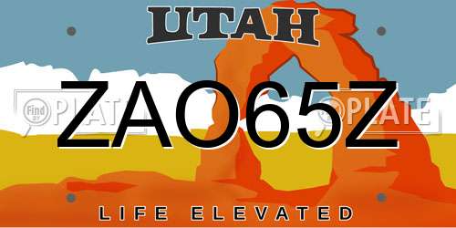 ZAO65Z Utah License Plate