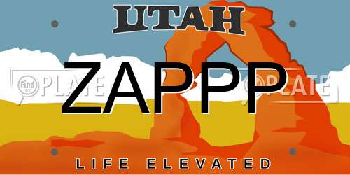 ZAPPP Utah License Plate