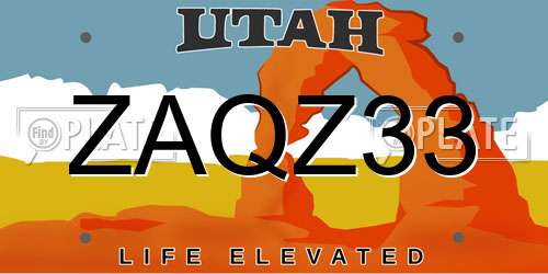 ZAQZ33 Utah License Plate