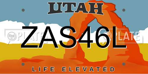 ZAS46L Utah License Plate