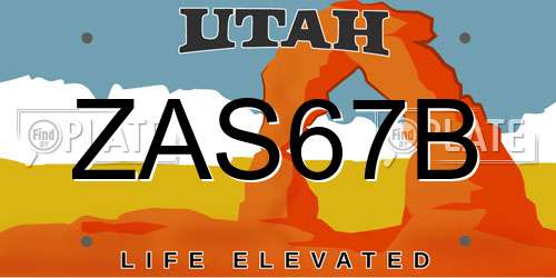 ZAS67B Utah License Plate