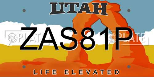 ZAS81P Utah License Plate