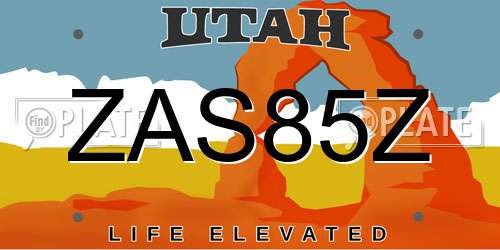 ZAS85Z Utah License Plate