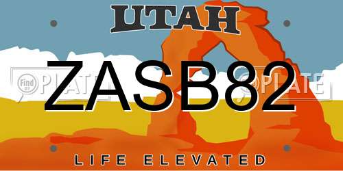 ZASB82 Utah License Plate
