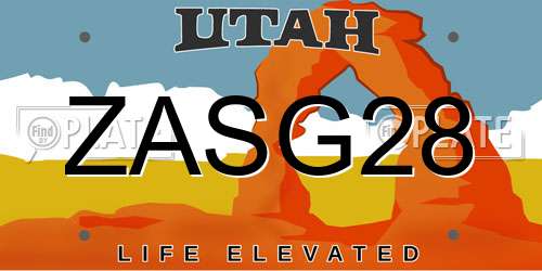 ZASG28 Utah License Plate