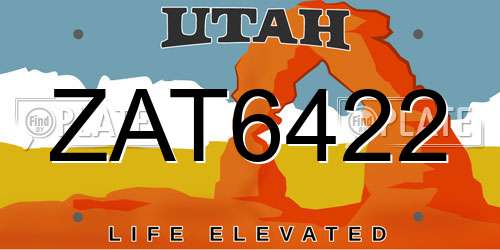 ZAT6422 Utah License Plate