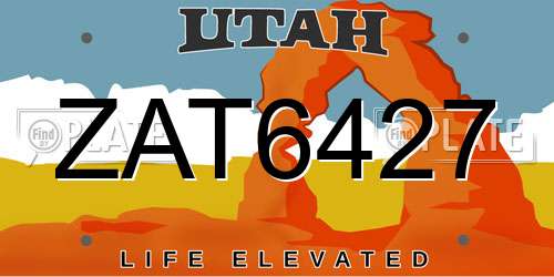 ZAT6427 Utah License Plate