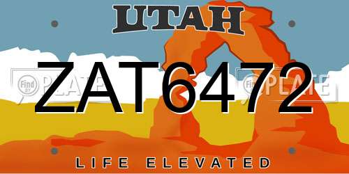 ZAT6472 Utah License Plate