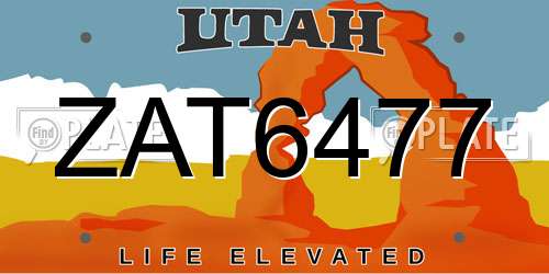 ZAT6477 Utah License Plate