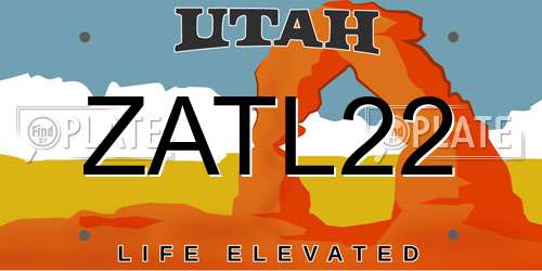 ZATL22 Utah License Plate