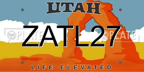 ZATL27 Utah License Plate
