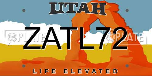 ZATL72 Utah License Plate