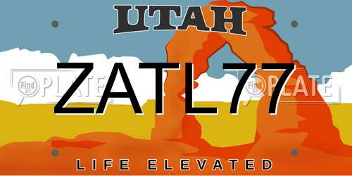 ZATL77 Utah License Plate