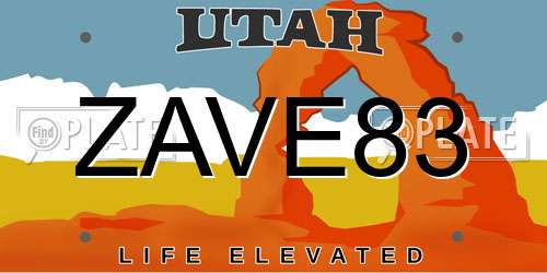 ZAVE83 Utah License Plate