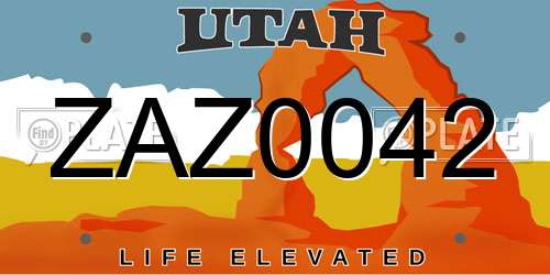 ZAZ0042 Utah License Plate