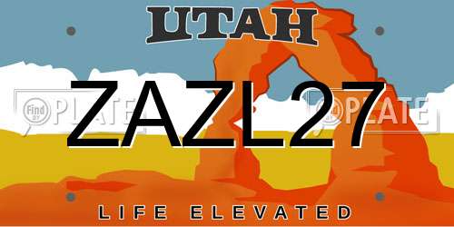 ZAZL27 Utah License Plate