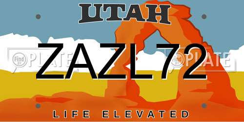 ZAZL72 Utah License Plate