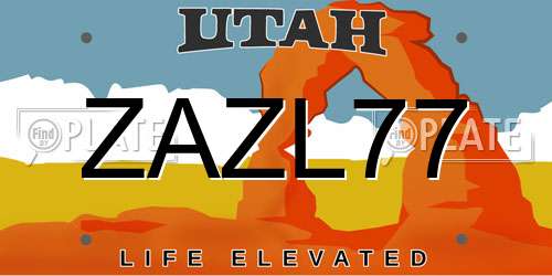 ZAZL77 Utah License Plate