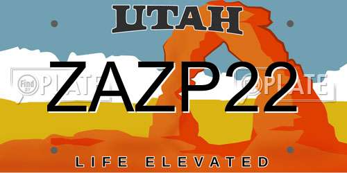 ZAZP22 Utah License Plate