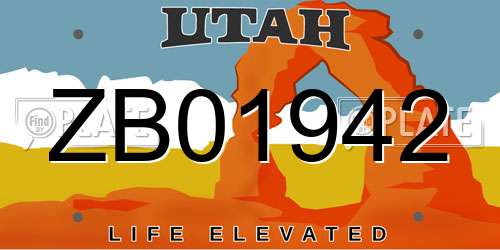 ZB01942 Utah License Plate