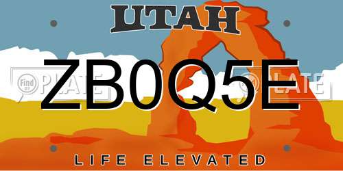 ZB0Q5E Utah License Plate