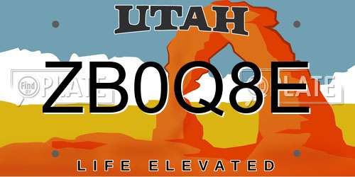 ZB0Q8E Utah License Plate