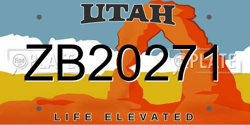 ZB20271 Utah License Plate