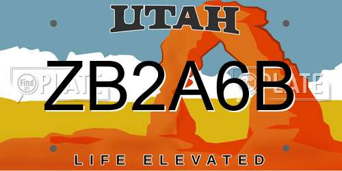 ZB2A6B Utah License Plate