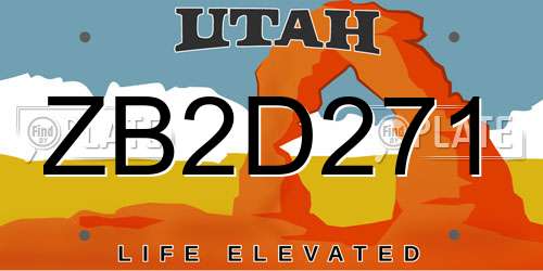 ZB2D271 Utah License Plate