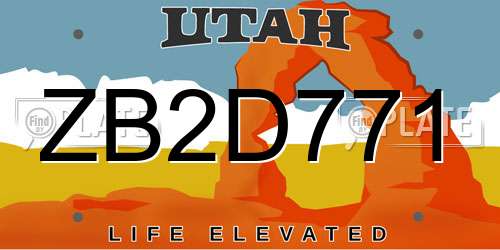 ZB2D771 Utah License Plate