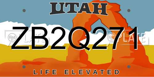 ZB2Q271 Utah License Plate