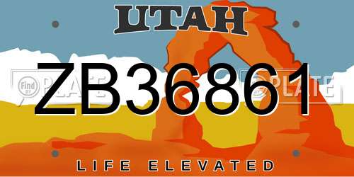 ZB36861 Utah License Plate