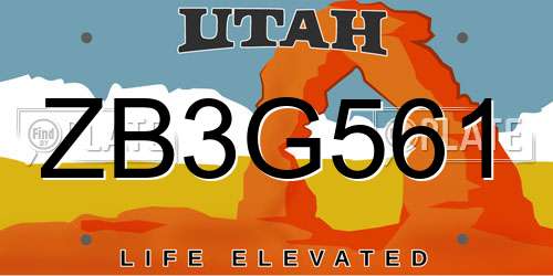 ZB3G561 Utah License Plate