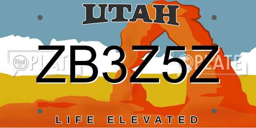 ZB3Z5Z Utah License Plate