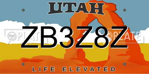 ZB3Z8Z Utah License Plate