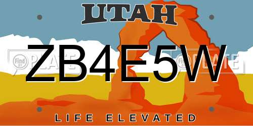 ZB4E5W Utah License Plate