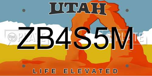ZB4S5M Utah License Plate