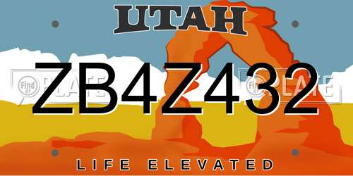 ZB4Z432 Utah License Plate