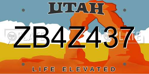 ZB4Z437 Utah License Plate